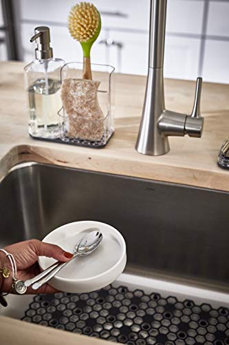 Spectrum Soap Dispenser with Sponge and Brush Holder for Kitchen Sink, Hexa Sink Organizer with Refillable Pump and Removable Base for Easy Cleaning