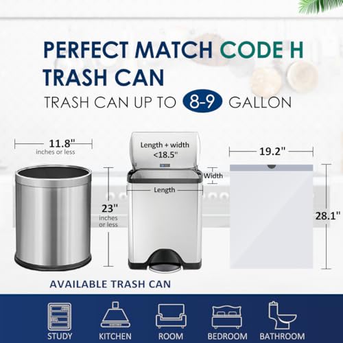 8-9 Gallon Plastic Drawstring Trash Bags 250 Counts, Compatible with Simplehuman Code H, 30-45 Liter Medium Kitchen Garbage Bags, White Trash Can Liners - style: 250-8 Gallon-White