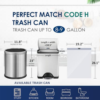 8-9 Gallon Plastic Drawstring Trash Bags 250 Counts, Compatible with Simplehuman Code H, 30-45 Liter Medium Kitchen Garbage Bags, White Trash Can Liners - style: 250-8 Gallon-White