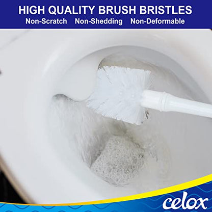 CELOX Toilet Bowl Brush and Holder, Compact Toilet Brush with Breathable Ventilation Stand Base, Bathroom Cleaning Kit, White, 2 Set - color: White