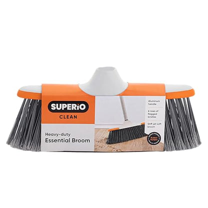 Superio Lightweight Essential Household Broom with Metal Handle, 2-Pack Grey - color: Gray, size: 2-Pack