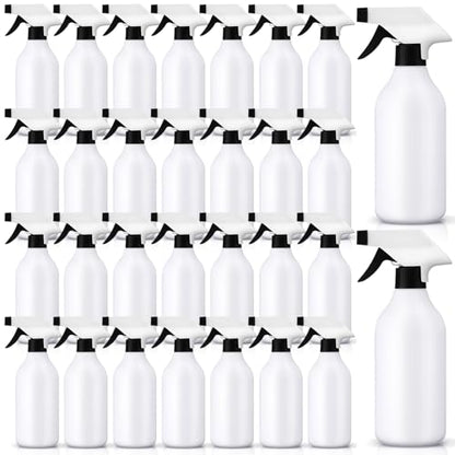 Tanlade 30 Pcs Plastic Spray Bottles 16 oz Leak Proof Squirt Bottle Refillable Empty Spray Water Mist Sprayer with Nozzles for Hair Essential Oil Cleaning Solutions Plants Pets (Black) - color: Black,White