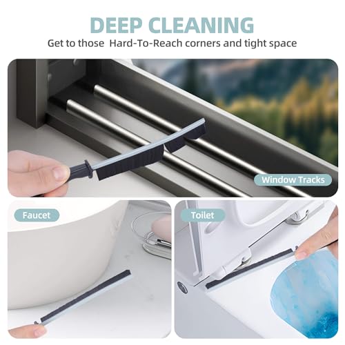 12 Pack Cleaning Brush Set - Hard Bristle Crevice Cleaning Brush - Multifunctional Gap Scrub Brush - Home Essentials for Kitchen Bathroom, Windows Faucets Grout & Car