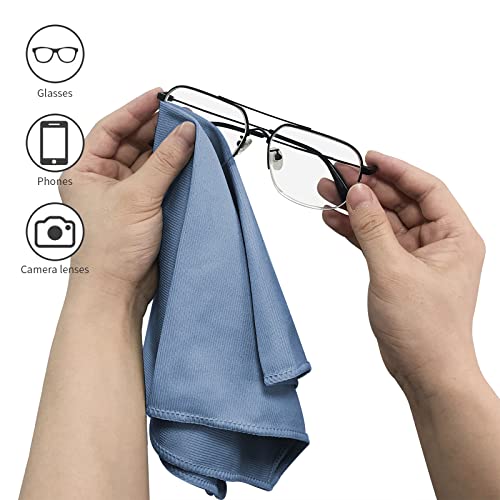 Puomue 6 Pack Microfiber Glass Cleaning Cloth, 16 Inch X 16 Inch, Lint Free Quickly Clean Window, Glasses, Windshields, Mirrors, and Stainless Steel, Dark Blue - color: Dark Blue