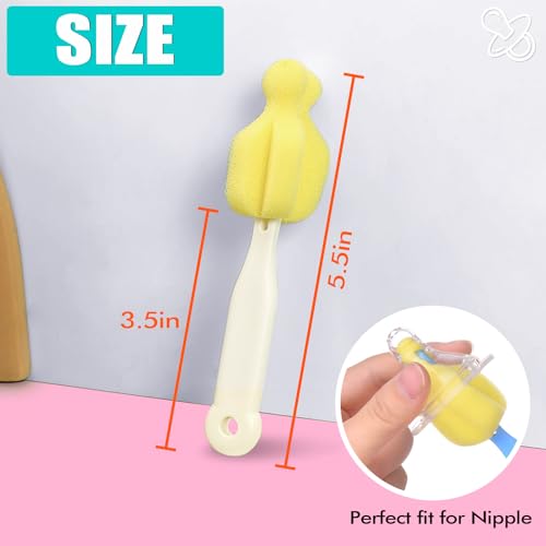 ponge Bottle Brush 6PCS Sponge Nipple Brushes Baby Bottle Nipple Cleaning Brush Long Handle Baby Milk Bottle Brush (6PCS) - color: Nipple Brush 6pcs