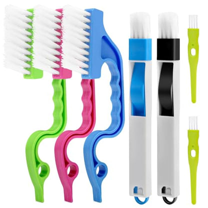 7Pcs Crevice Cleaning Brush, Multifunctional Window Track Cleaning Tools and Window Groove Cleaning Brush, Home Kitchen Bathroom Window Faucets, Easy to Use Cleaner Supplies Tool