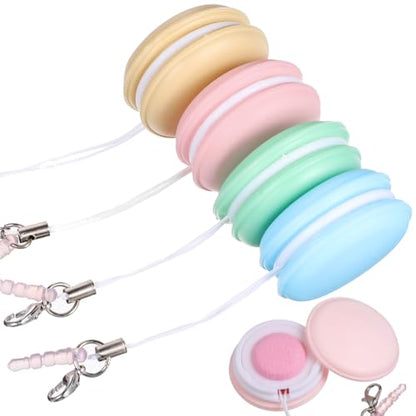 SEWACC 4pcs Macaron Phone Screen Cleaners Set, Cellphone Touch Screen Wipes Brush with Lanyard Keychain for Smartphones, Computer, Glass Lens, Random Color