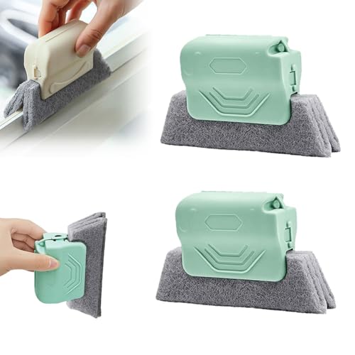 Magic Window Track Cleaner, 2025 New Window Groove Cleaning Brush Tools Set, Hand-held Window Track Cleaner Brushes Tools Set for Window lides Gaps Tile Lines Shutter Car Vents (Green 2pcs) - color: Green 2pcs