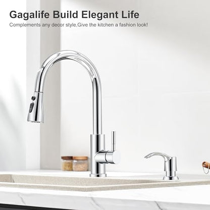 GAGALIFE Kitchen Sink Soap Dispenser with 17 Ounce Large Bottle, Built in Sink Soap Dispenser (Chrome) Soap Dispenser for Kitchen Sink Refill from Top, G080C - color: Chrome, size: with Bottle