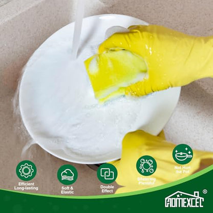 HOMEXCEL Sponges Kitchen 50pcs Heavy Duty for Dishes, Yellow Scrub Cleaning Sponge for Non-Coated Cookware, Dishes, Pots, Pans, Dual Sided Dish Sponge for Kitchen, Household, Bathroom - color: Yellow S Shape