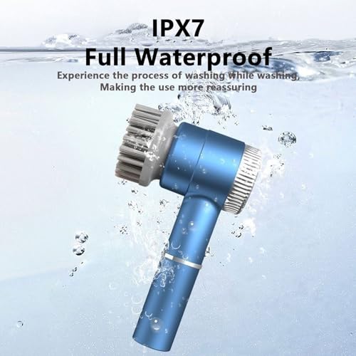 Electric Spin Scrubber,5 Heads Handheld Power Scrubber Electric Cleaning Brush,3 Adjustable Speeds Waterproof Electric Spin Scrubber Cordless Brush for Kitchen Bathroom Tile Bathtub,Toilet,Window