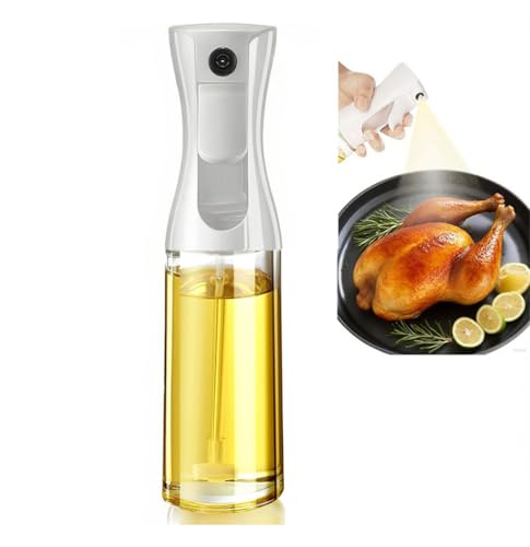 Olive Oil Sprayer for Cooking, 220ml Glass Oil Dispenser for Kitchen Gadgets, Food Grade Premium Spray Bottle, Continuous Spray with Portion Control, for Salad, Frying, BBQ (White) - color: White