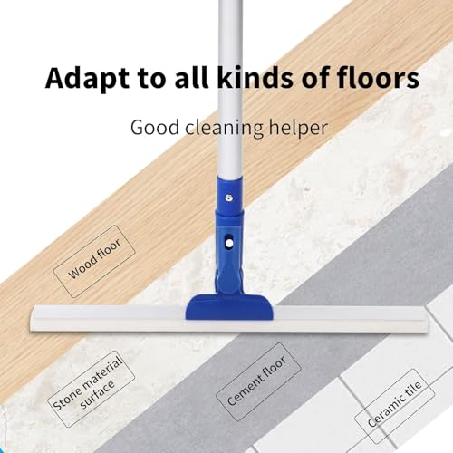 17" Magic Broom Squeegee Broom with 56" Adjustable Long Handle for Floor Bathroom Kitchen,Shower Tile Pet Hair Fur Marble Glass Window Cleaning