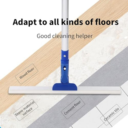 17" Magic Broom Squeegee Broom with 56" Adjustable Long Handle for Floor Bathroom Kitchen,Shower Tile Pet Hair Fur Marble Glass Window Cleaning