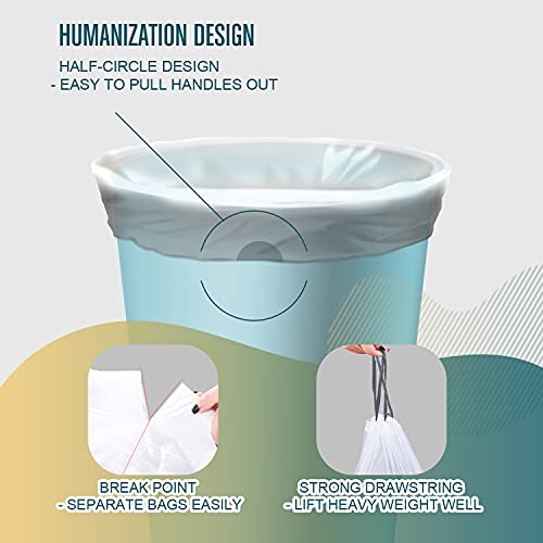 FORID Small Drawstring Trash Bags - 4 Gallon Plastic Garbage Bags 240 Counts White Trash Can Liners 15 Liter for Bathroom Restroom Bedroom Office Toilet - Durable & Thick Trash Bag - color: Most Value: 4 Gallon - 240 Pack