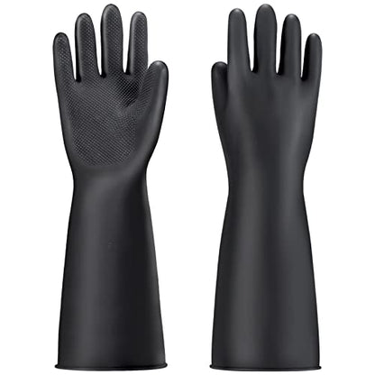 Thick Chemical Resistant Rubber Gloves, 18" Waterproof Cleaning Protective Safety Work Heavy Duty Gloves, Acid/Alkali/Oil Resistant, with Non-Slip Diamond Grip, Black, XL - color: Textured，black+black, size: XL-1Pair