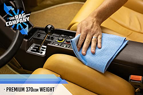 The Rag Company - Standard Waffle Weave Towels, Microfiber Detailing, Window/Glass and Drying, Wax & Polish, Lint-Free, Streak-Free, 370gsm, 16in x 16in, Light Blue (3-Pack) - color: Light Blue, size: 16in. x 16in.