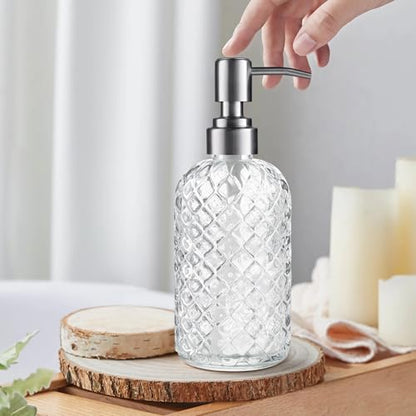 Kaishun Refillable Glass Soap Dispenser (2PC) for Hand Soap & Lotion, Clear - color: Clear (2 Pack)