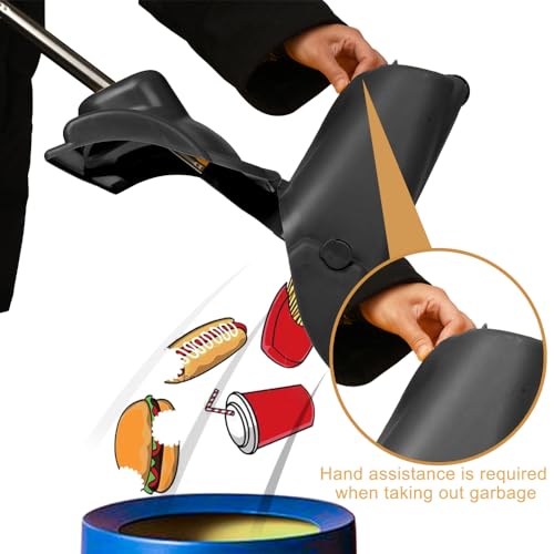 Long Handle Heavy Duty Broom and Dustpan Set, Outdoor and Commercial Upright Dustpan and Brush for Restaurant Garage Garden Yard Office,Black - color: Black