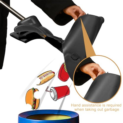 Long Handle Heavy Duty Broom and Dustpan Set, Outdoor and Commercial Upright Dustpan and Brush for Restaurant Garage Garden Yard Office,Black - color: Black