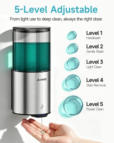 AIKE Automatic Wall Mount Liquid Soap Dispenser for Home and Commercial Bathroom 13.5oz IPX7 Waterproof,Brushed Stainless Steel - color: Brushed Stainless Steel