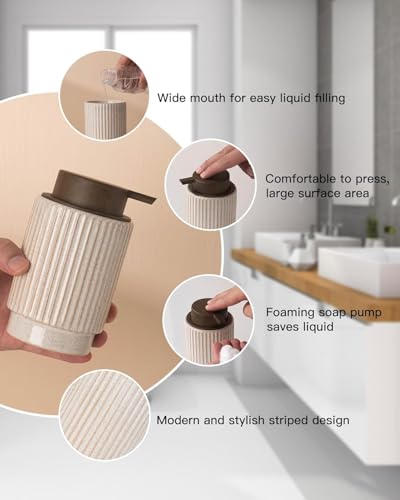 Foaming Soap Dispenser, Wood-Grain Plastic Soap Dispenser, 10 oz Refillable Bottle for Liquid Soap - Kitchen, Sink, Bathroom(Foaming) - color: Foaming Wooden Color Pump
