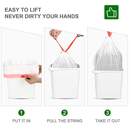 Drawstring Small Trash Bags, Magesh 4 Gallon Drawstring Extra Thick Garbage Bags Unscented, Quick Cinch for Bathroom Kitchen Office Small Can, 44 Count, White - style: 4G Drawstring White 44