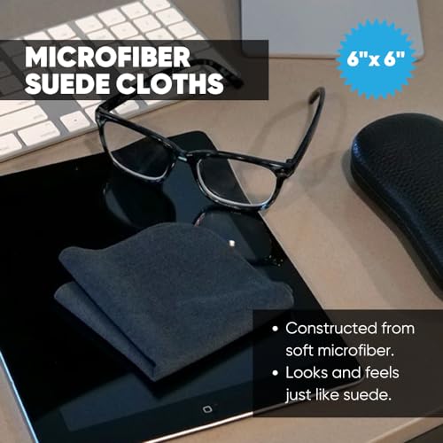 Premium Lens Glasses Cleaning Cloth by Microfiber Wholesale | Black | 6”x6” | 10pk | Soft Microfiber Suede | Travel Size Reusable | No Lint Scratch-Free Durable | Lenses Glasses Phones - color: Black
