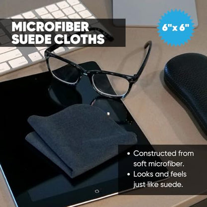 Premium Lens Glasses Cleaning Cloth by Microfiber Wholesale | Black | 6”x6” | 10pk | Soft Microfiber Suede | Travel Size Reusable | No Lint Scratch-Free Durable | Lenses Glasses Phones - color: Black