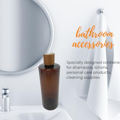 Empty Cosmetic Bottles 16oz/500ml 2 Pack with Bamboo Disc Top Flip Cap for Shampoo Lotion Liquid Soap,Cream,Refilable Plastic Squeeze Travel Size Toiletry Bottles Brown - color: Brown, size: 500ml (Pack of 2)