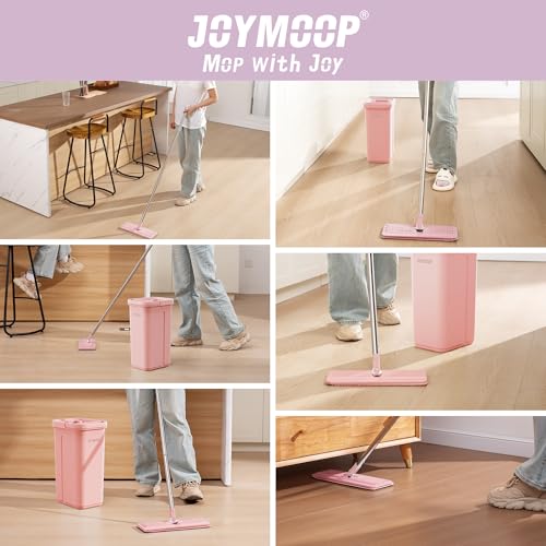 JOYMOOP Microfiber Flat Mop Replacement Pads, Washable Refills for Mop Bucket System, 13 Inch, Pack of 4, Pink - color: 4 Pcs 13" - 4 Pink, size: 13.0 × 4.9 Inch