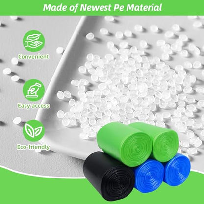 MakMeFre 5Rolls 4Gallon Portable Trash Bags,Thicken Small Garbage Bags for Office,Bedroom,Kitchen Waste Bin(150Counts,Green) - style: 4Gallon(150Counts)GreenColor