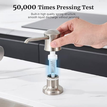 Soap Dispenser for Kitchen Sink Brushed Nickel, Built-in and Refill-from-Top Design with Liquid Hand & Dish Soap Bottle - color: Brushed Nickel, size: with Bottle