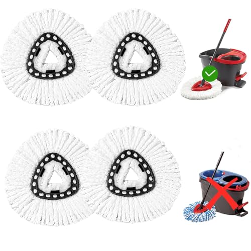 4 Pack Mop Head Replacement Compatible with O Cedar Triangle Swivel Mops,Spin Mop Replacement Head 100% Microfiber,Deep Cleaning,EPSUNORISE Compatible with O Cedar Mops(White) - size: 4pack