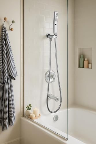 G-Promise All Metal Handheld Shower Set with 3-Function Showerwand, included Handheld Holder to Control on/off Switch and 70 Inch Tangle-Free Stainless Steel Hose Chrome - color: Chrome