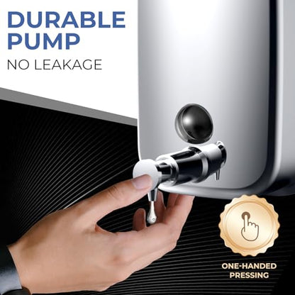 Commercial Soap Dispenser Wall Mount Stainless Steel Soap Dispensers Liquid Manual Anti-Leak Pump Hand Soap Dispenser for Bathroom Kitchen Silver (35 fl.oz./1000ml) - color: Silver, size: 1000ml
