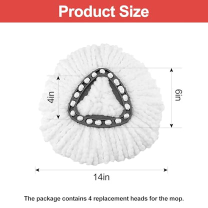 4 Pack Mop Head Replacement，Spin Mop Replacement Head Compatible with O Cedar Mop 100% Micro Fiber Mop for Cleaning Machine Washable and Easy to Replace