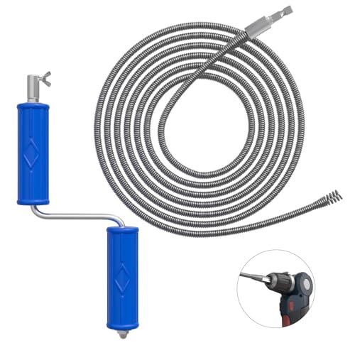 Drain Snake, Drain Auger with Drill Attachment, 16.4 Feet By 6MM Plumbing Snake Auto Feed Flexible Hair Drain Clog Remover for Kitchen, Bathrom and Shower Sink
