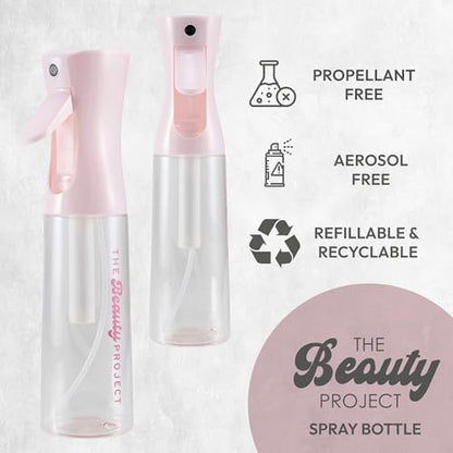 Spray Bottle Mister for Hair - Continuous Mister, Fine Water Mist, Trusted by Professional Salons & Barbers, 10.1oz - Clear Bottle (Light Pink) - color: Light Pink