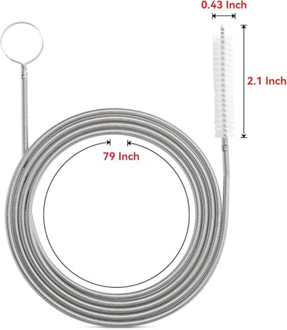 Extra Long Pipe Cleaners, 2 Pack 118 Inch Water Pipe Cleaner & Flexible Tube Brush, Metal Pipe Cleaner Brush for Sunroof, Fridge, Sink Drain & Hose - color: 118 Inch