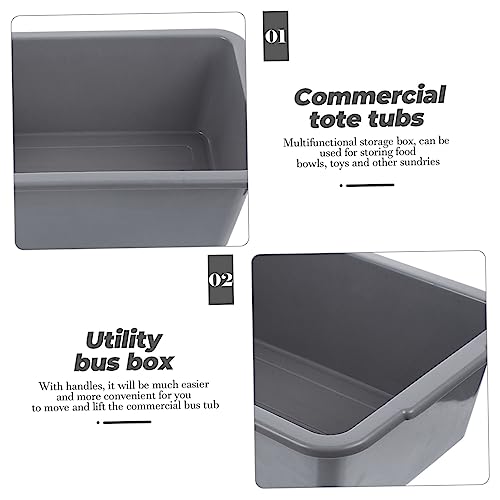 PRETYZOOM Commercial Plastic Utility Tote Bus Tub for Restaurant Rectangular Dish Washing Basin with Handles Multi-Purpose Storage for Dishes Toys and More