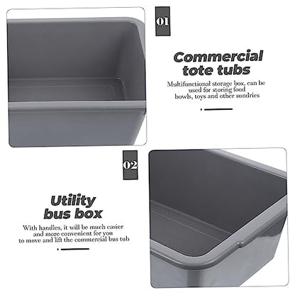 PRETYZOOM Commercial Plastic Utility Tote Bus Tub for Restaurant Rectangular Dish Washing Basin with Handles Multi-Purpose Storage for Dishes Toys and More