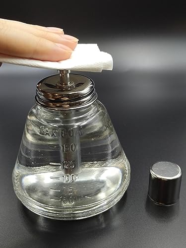 1 Pc 180 ml/6 Oz Empty Glass Dispenser Bottle for Nail Polish Reusable Thick Press Container Pump Push Down Dispenser, with Metal Core and Dust Cover