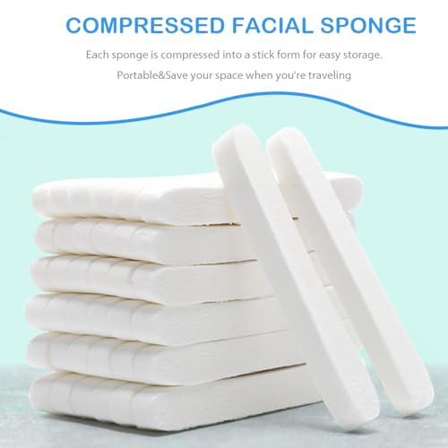 Facial Sponge Compressed,60 Pcs PVA Professional Makeup Removal Wash Round Face Sponges Spa Pads Exfoliating Cleansing for Women,White - color: White