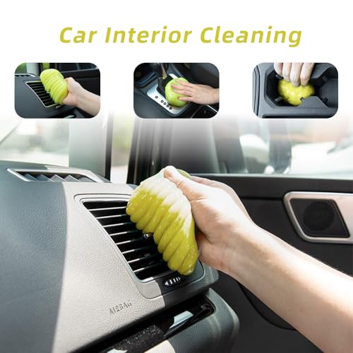 ASFSKY Car Cleaning Gel Putty - Reusable Keyboard Cleaner Slime for Car, Keyboard, Dust - 5 Pack (Yellow) - color: Yellow 5 Pack