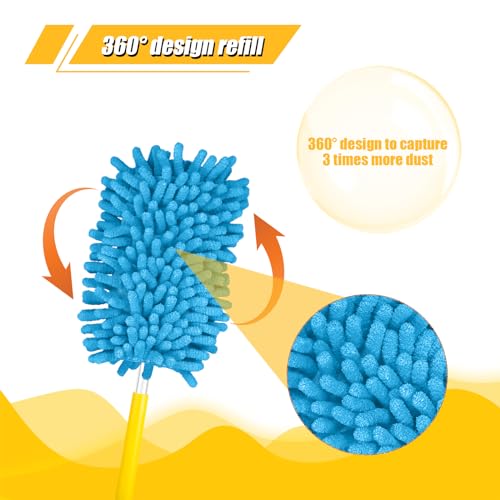 2pcs Duster Refills, Microfiber Dusters Heavy Duty Refills 360 Ceiling Fan Duster Replacements Reusable Hand Dusters for Cleaning (Blue) - color: Blue