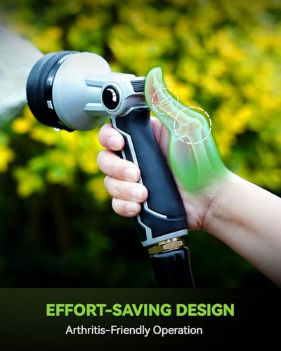 RAINPOINT Full-Metal Garden Hose Nozzle, Heavy Duty Water Hose Nozzle Sprayer With 10 Adjustable Patterns & High Flow,Thumb Control For Flow Adjustment, Ideal For Watering, Washing, Black-2 Pack - color: Black