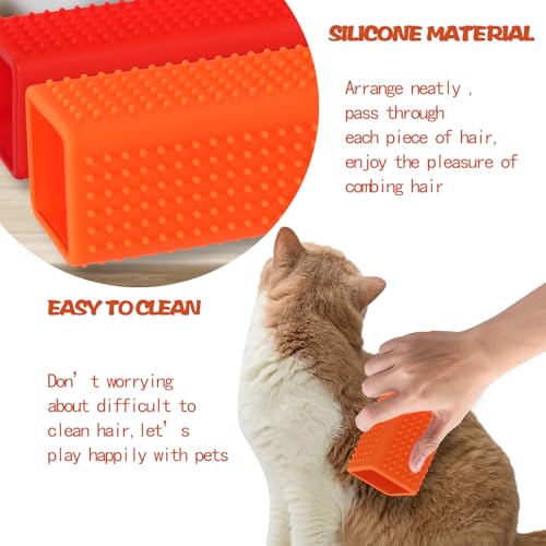 2pcs Pet Dog Cat Hair Remover, Pet Hair Removal Tool, Car Carpet Cleaner, Rubber Brush Roller, Dog Remover for car，Interior, Furniture, Sofa - color: orange and light blue
