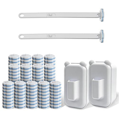 Disposable Toilet Brush Cleaning System, 2pcs Wands with 104pcs Replacement Heads,Stick for Toilet Cleaning,Wands with Refills Pads,Wall Mounted Toliet Wand for Bathroom,Toilet Brush and Holder - color: Low Base