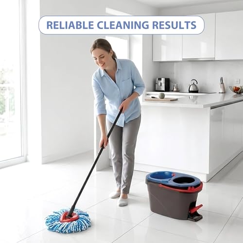 Replacement Mop Heads Compatible with 2-Tank RinseClean Spin Mop, 4 Pack Microfiber Mop Refills with Base Cover, Secure Fit, Machine Washable, Reusable for Hardwood Floor, Tile & Pet Hair